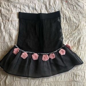Sheer black skirt / slip w/ rosettes 1988